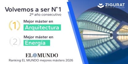 Imagen con el ranking, un edificio futurista y la frase "Volvemos a ser Nº1"