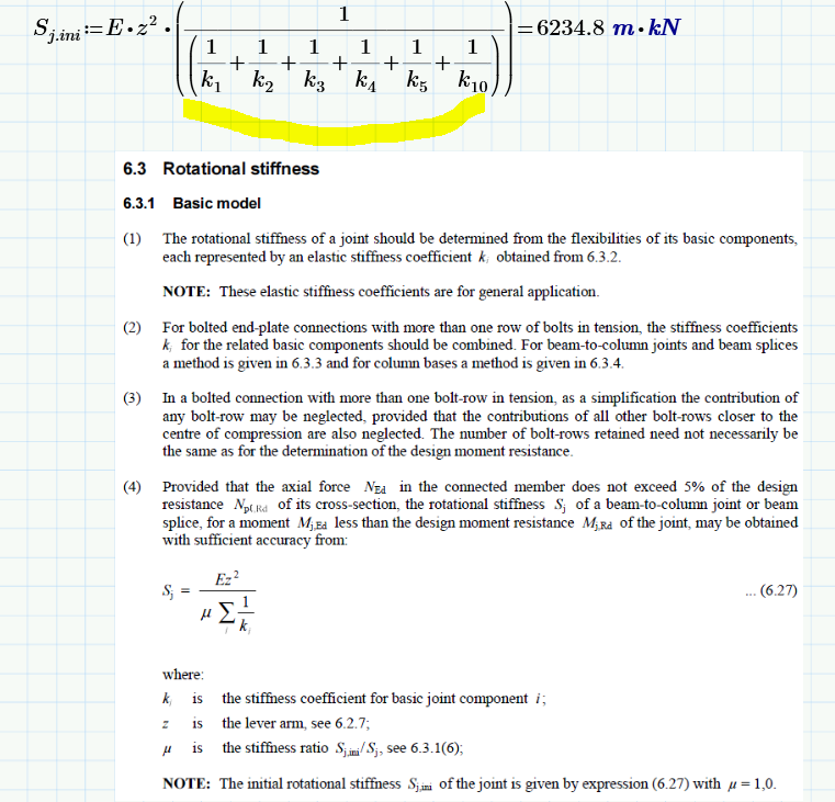 Determinación de la rigidez global “Sjini” de la conexión